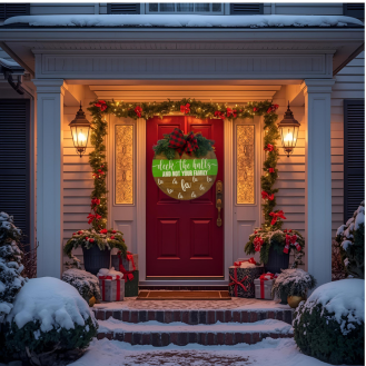 Deck the halls and not your family fa la la la la la la la la door hanger